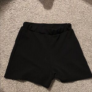 High Waist Black Shorts with Elastic Waistband